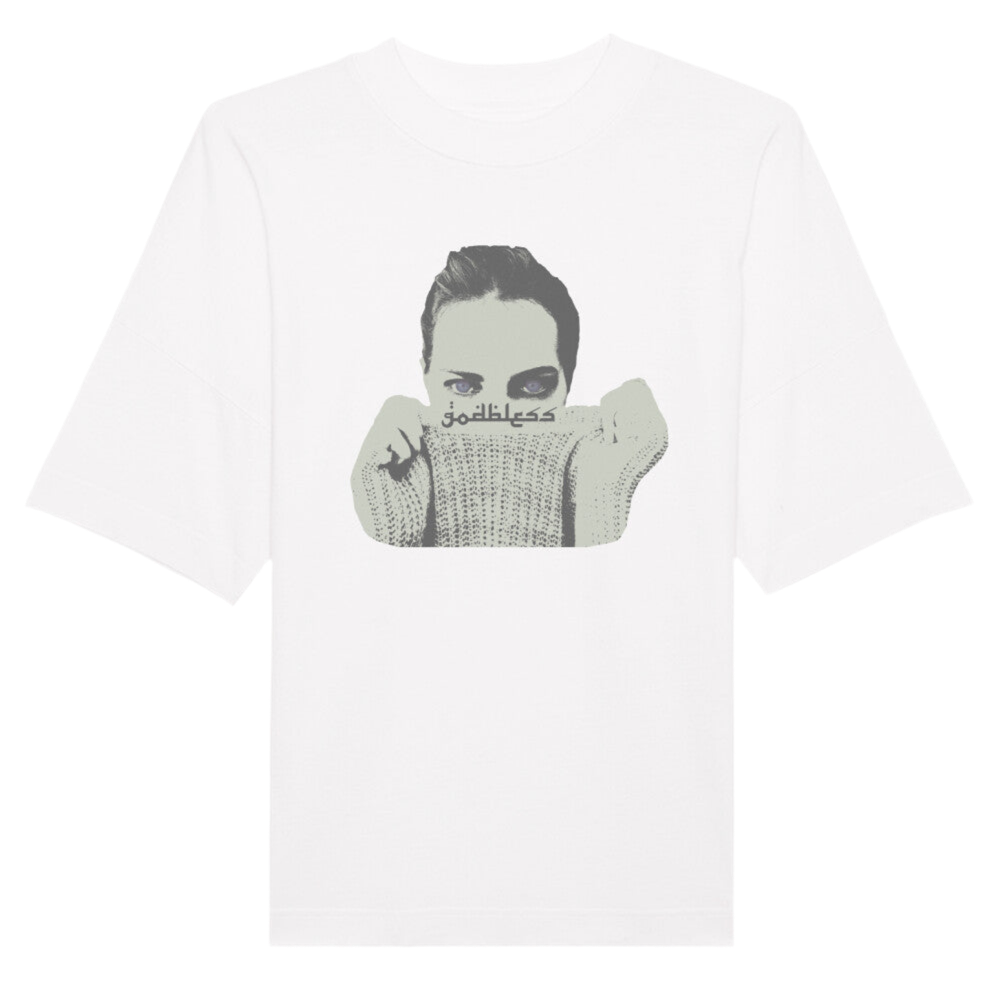 "purple eyes" White Oversized Tee