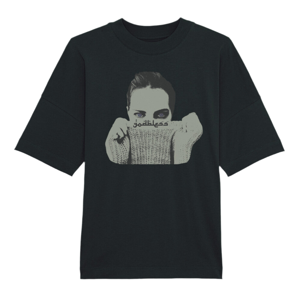 "purple eyes" Black Oversized Tee